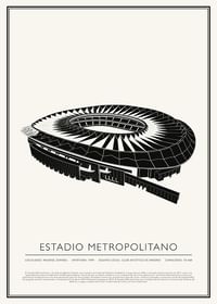 Estadio Metropolitano Vintage Sketch Póster-1