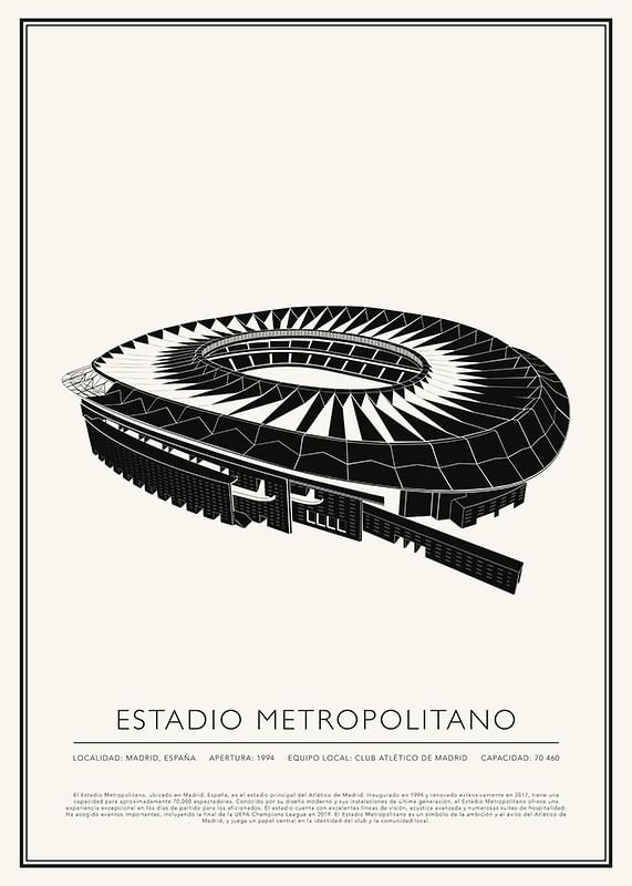 Póster Estadio Metropolitano Vintage Sketch 01 ES