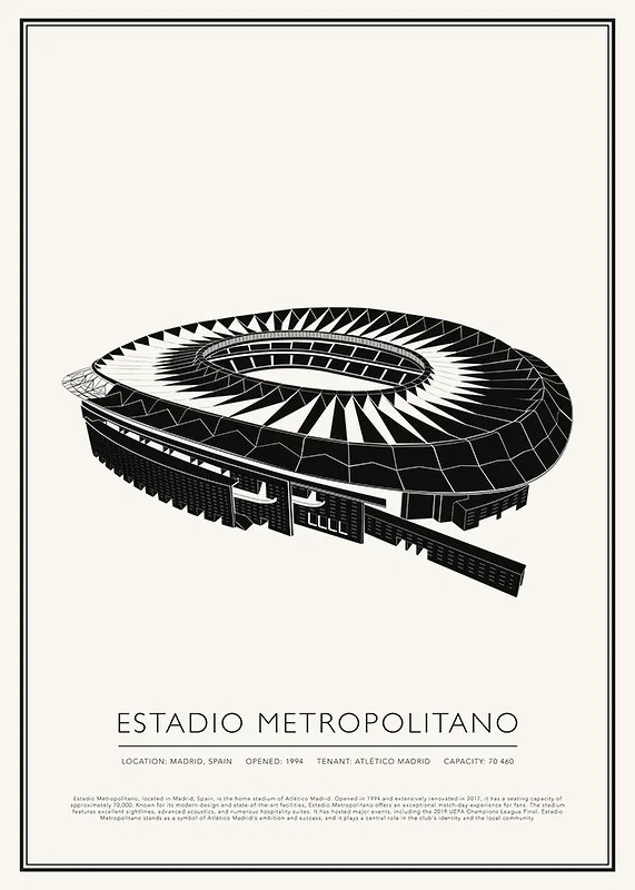 Estadio Metropolitano Vintage Sketch poster-12
