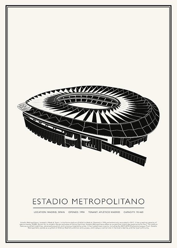 Poster Estadio Metropolitano Vintage Sketch 01 EN