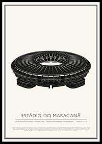 Cartel de boceto vintage del estadio de Maracaná-0