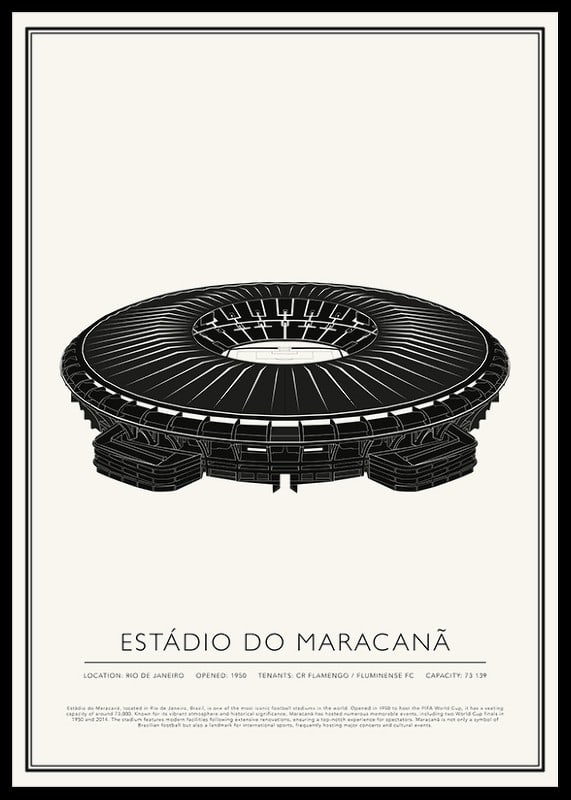 Cartel de boceto vintage del estadio de Maracaná-12