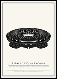 Maracanã Stadium Vintage Sketch affisch-0