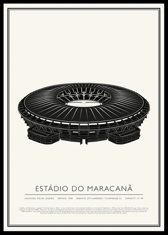 Maracanã Stadium Vintage Sketch affisch-12