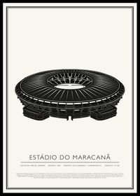 Plagát Vintage Sketch štadióna Maracanã-0