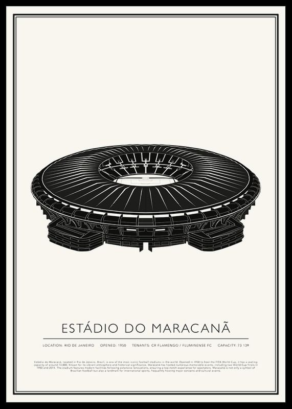 Plagát Vintage Sketch štadióna Maracanã-12