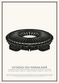 Cartel de boceto vintage del estadio de Maracaná-1