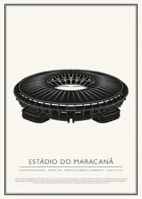 Maracanã Stadium Vintage Sketch affisch-1