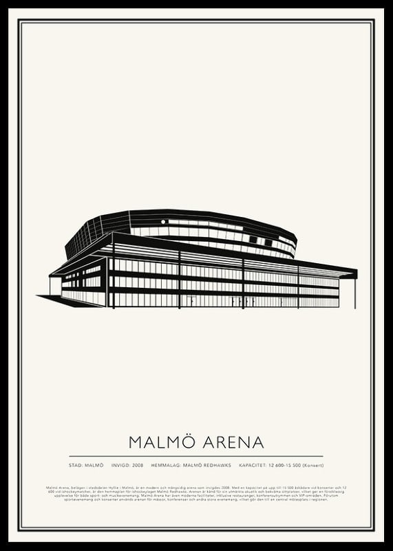 Malmö Arena Vintage Skiss poster-12
