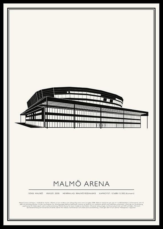 Malmö Arena Vintage Skiss poster-12