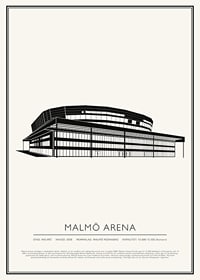 Malmö Arena Vintage Skiss poster-1