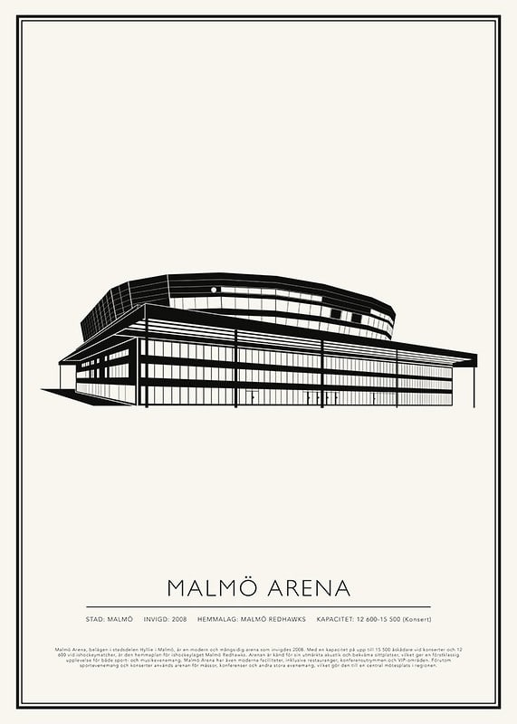 Poster Malmö Arena Vintage Skiss 01 SE