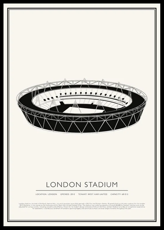 London Stadium Vintage Sketch affisch-12