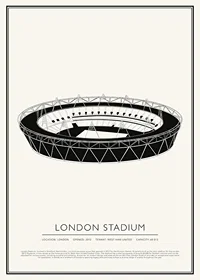 London Stadium Vintage Sketch affisch-1