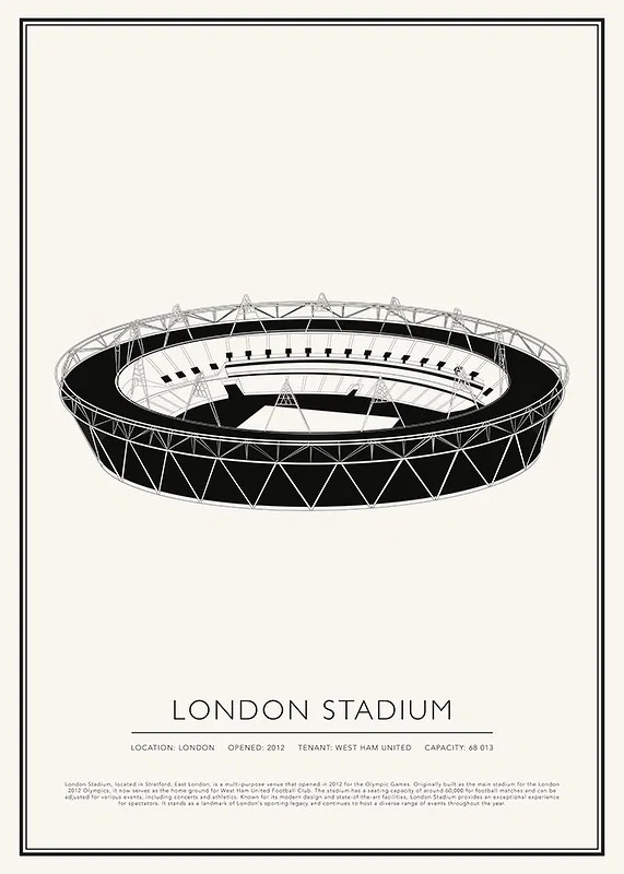 London Stadium Vintage Sketch affisch-12