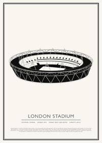 Londen Stadion Vintage Schets poster-1
