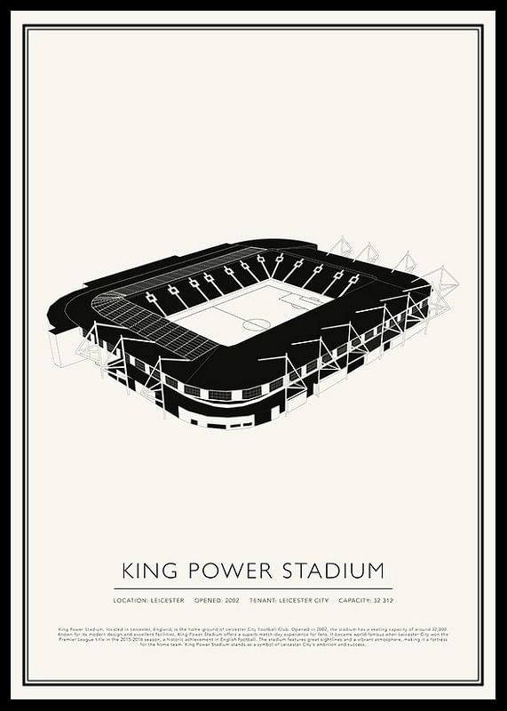King Power Stadion Vintage schets poster-12