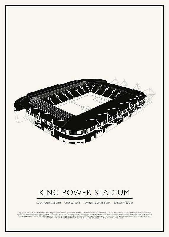 King Power Stadion Vintage schets poster-12