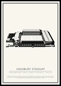 Highbury Stadium Vintage Sketch affisch-0
