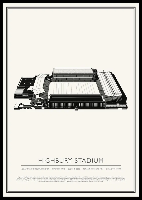 Highbury Stadium Vintage Sketch affisch-12