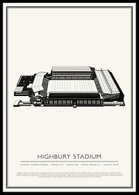 Affiche de croquis vintage du stade Highbury-0