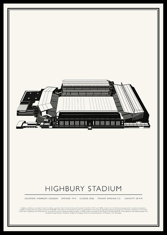 Affiche de croquis vintage du stade Highbury-12