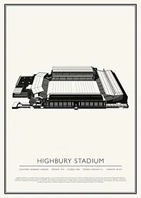 Highbury Stadium Vintage Sketch affisch-1