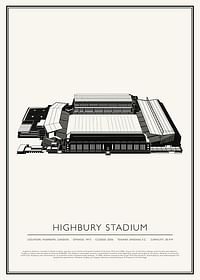 Affiche de croquis vintage du stade Highbury-1