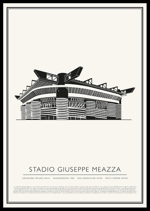 Stadio Giuseppe Meazza Vintage Schizzo poster-12