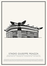 Stadio Giuseppe Meazza Vintage Schizzo poster-1