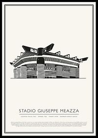 Affiche de croquis vintage du stade Giuseppe Meazza-0