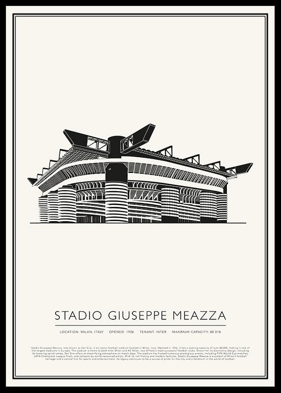 Affiche de croquis vintage du stade Giuseppe Meazza-12
