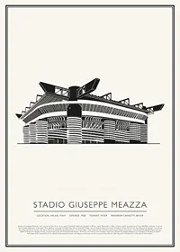 Stadio Giuseppe Meazza Vintage Sketch poster-1