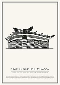 Affiche de croquis vintage du stade Giuseppe Meazza-1