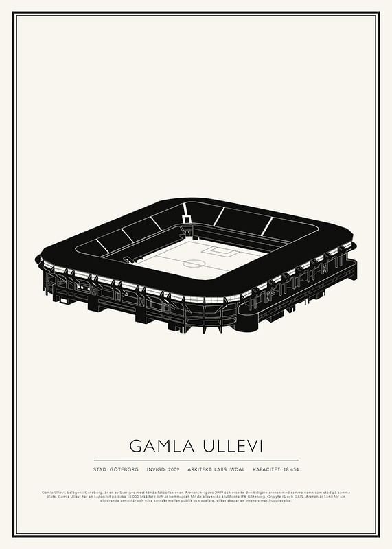 Poster Gamla Ullevi Vintage Skiss 01 SE