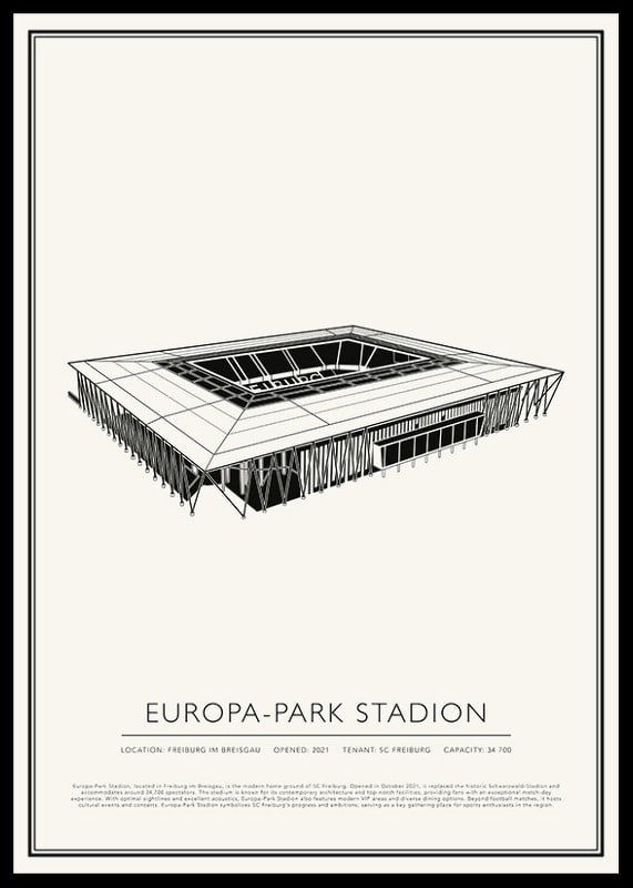 Pôster de esboço vintage do Europa-Park Stadion-12