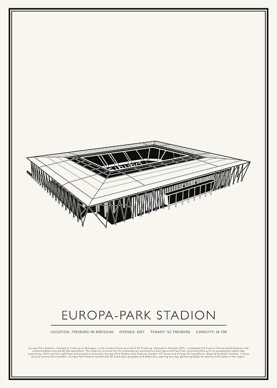 Pôster de esboço vintage do Europa-Park Stadion-12