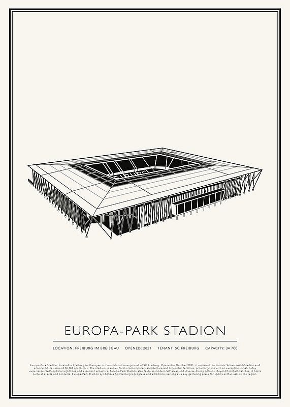 Europa-Park Stadion Vintage Sketch plagát-12
