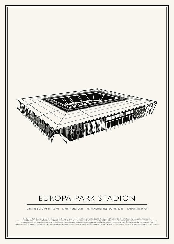 Poster Europa-Park Stadion Vintage Skizze 01 DE