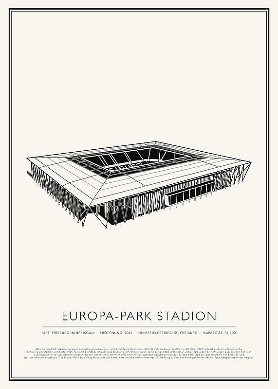 Poster Europa-Park Stadion Vintage Skizze 01 DE