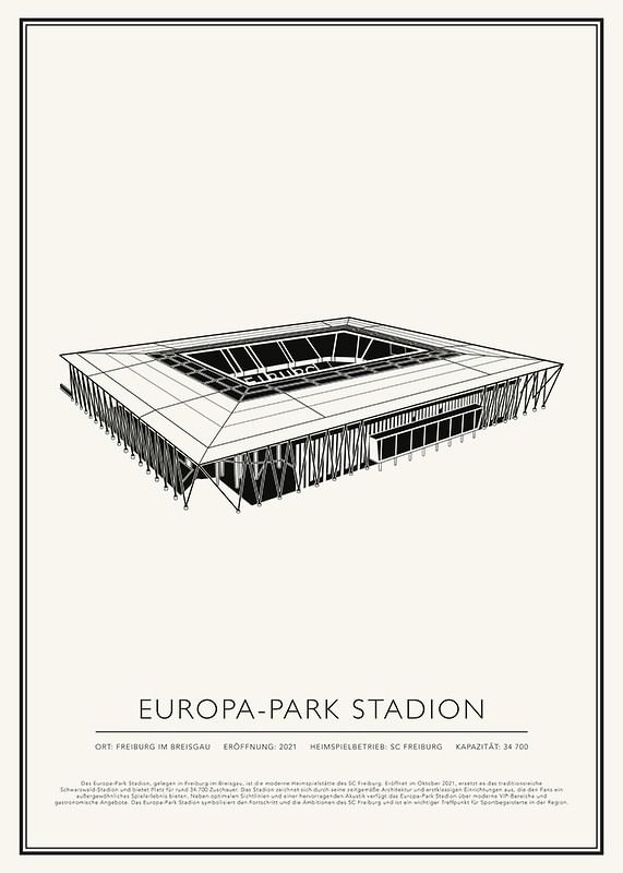 Europa-Park Stadion Vintage Skizze Poster-12