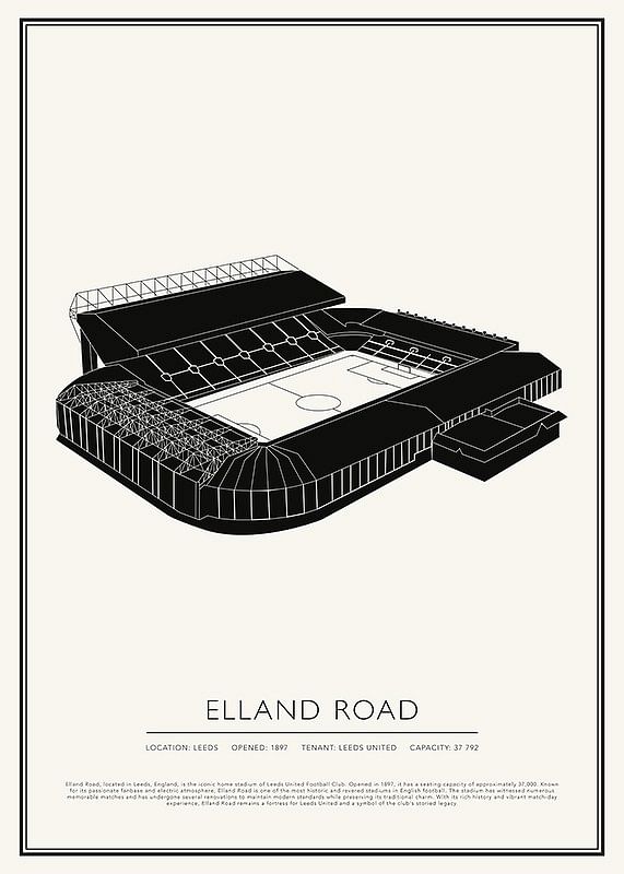 Poster Elland Road Vintage Sketch 01 EN
