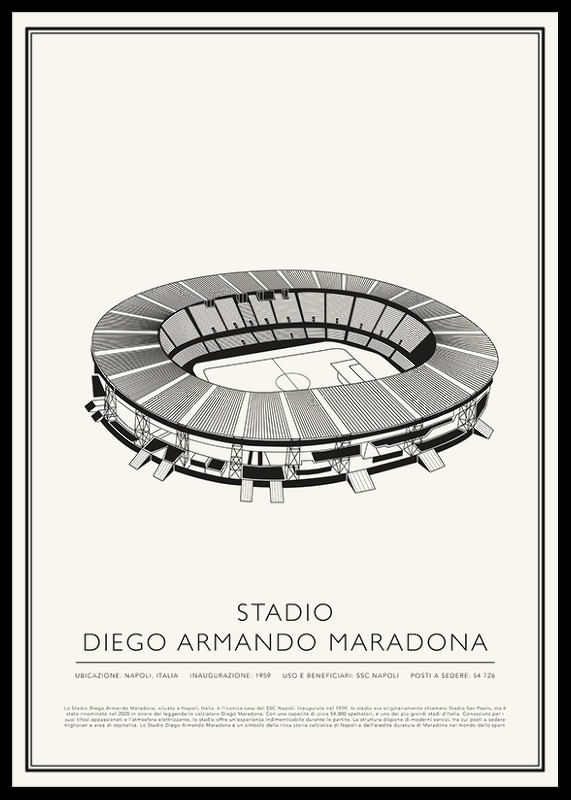 Stadio Diego Armando Maradona Vintage Schizzo poster-12