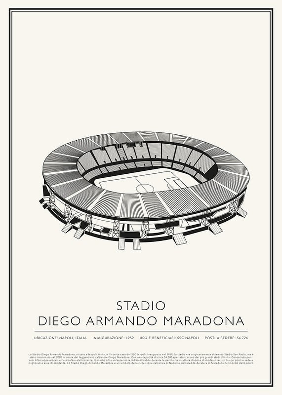 Stadio Diego Armando Maradona Vintage Schizzo poster-12