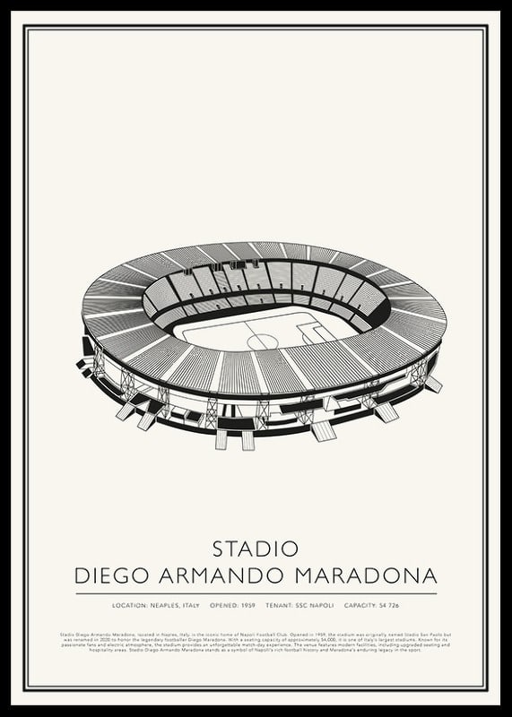 Stadio Diego Armando Maradona Vintage Sketch poster-12