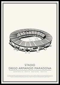 Stadio Diego Armando Maradona Vintage Sketch-affisch-0