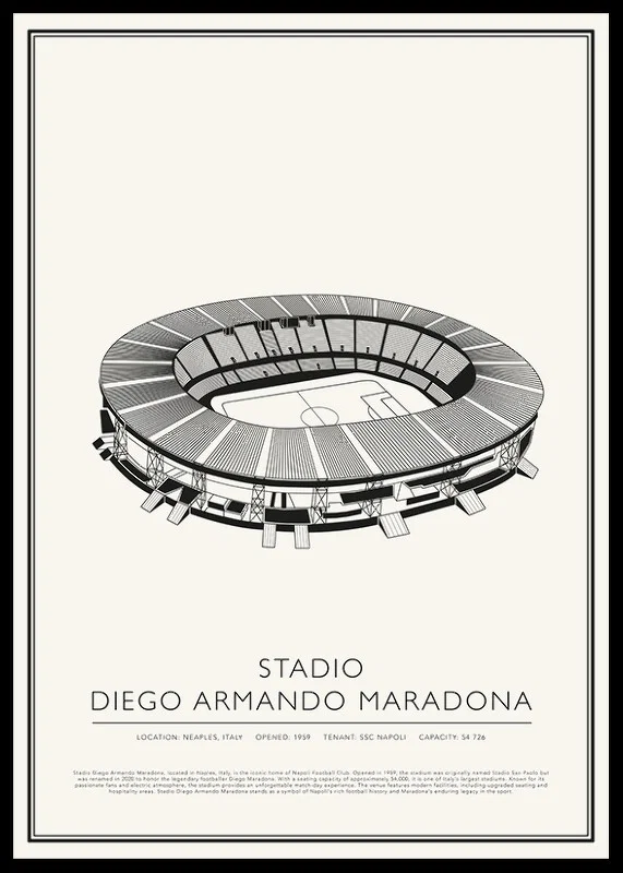Stadio Diego Armando Maradona Vintage Sketch-affisch-12