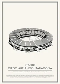 Stadio Diego Armando Maradona Vintage Sketch-affisch-1