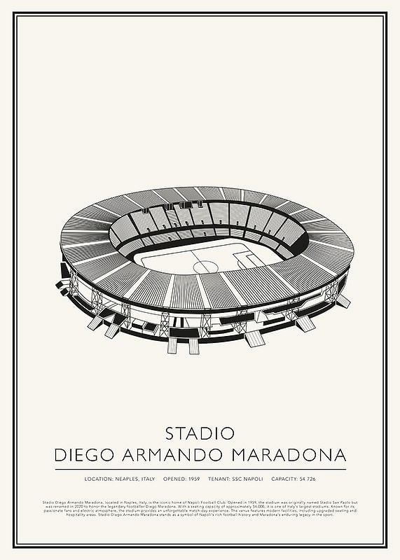 Poster Stadio Diego Armando Maradona Vintage Sketch 01 EN