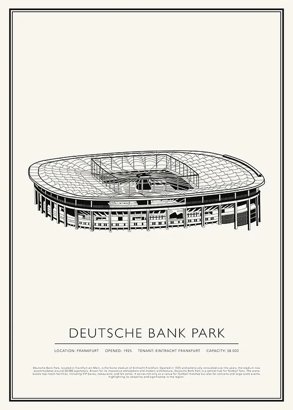 Deutsche Bank Park Vintage Sketch poster-12